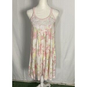 🎄FLASH XMAS SALE!🎁 Carole Hochman Pink White Floral Knit Nightgown Cotton NWT